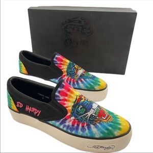 Tie Dye Ed Hardy Slip-On Shoes